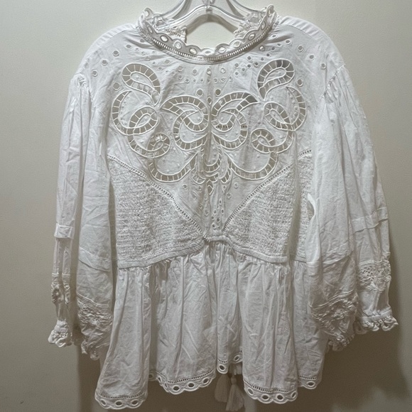 Anthropologie forever that girl Let Me Be Cutwork-Yoke Babydoll Blouse - Picture 5 of 12